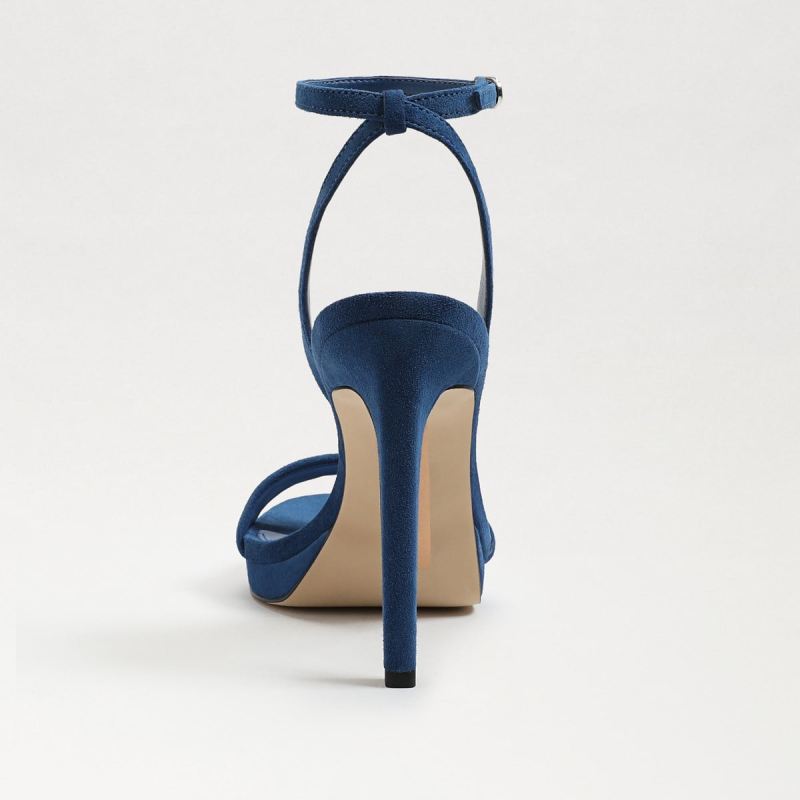 Sam Edelman Jade Ankle Strap Heel-Caspian Blue Suede