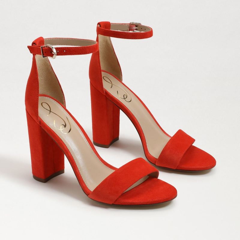 Sam Edelman Yaro Block Heel Sandal-Bright Poppy Suede