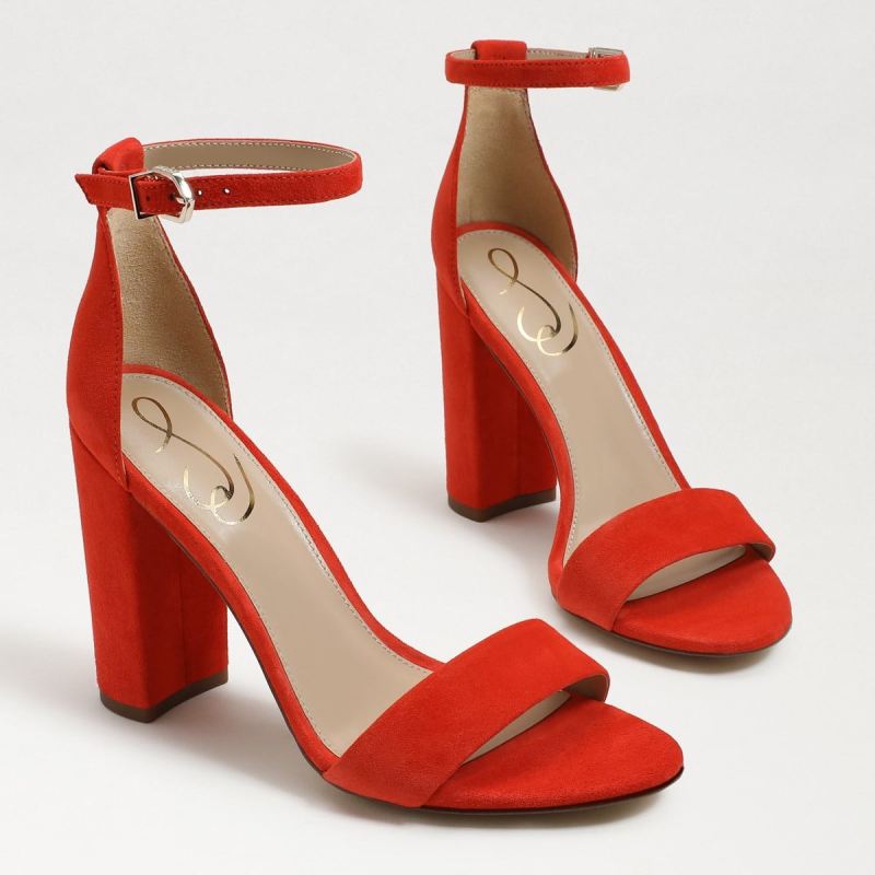 Sam Edelman Yaro Block Heel Sandal-Bright Poppy Suede