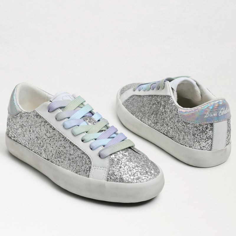 Sam Edelman Aubrie Kids Sneaker-Soft Silver Glitter