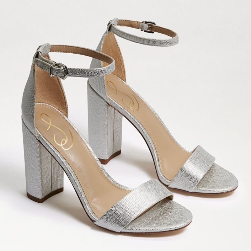 Sam Edelman Yaro Block Heel Sandal-Soft Silver Leather