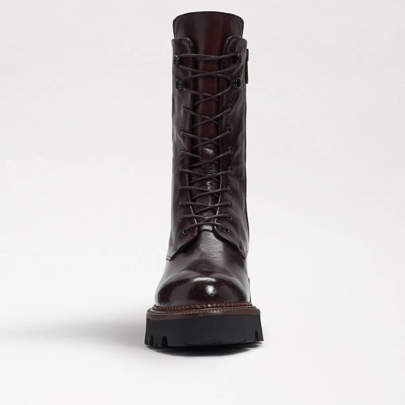 Sam Edelman Wyatt Combat Lug Platform Boot-Cayenne Brown Washed