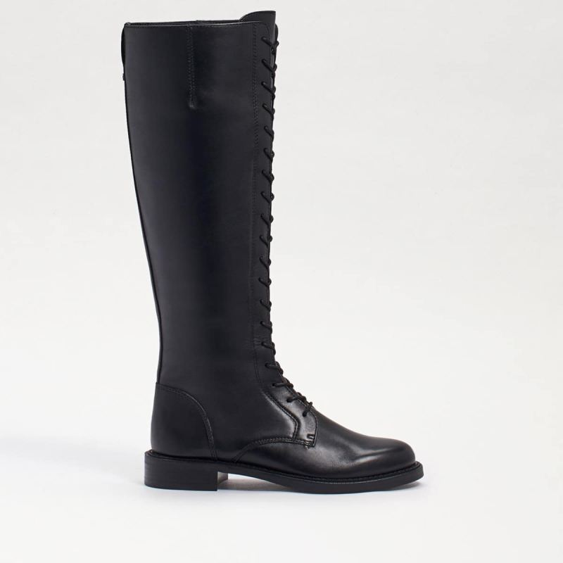 Sam Edelman Nance Tall Lace-up Boot-Black Leather