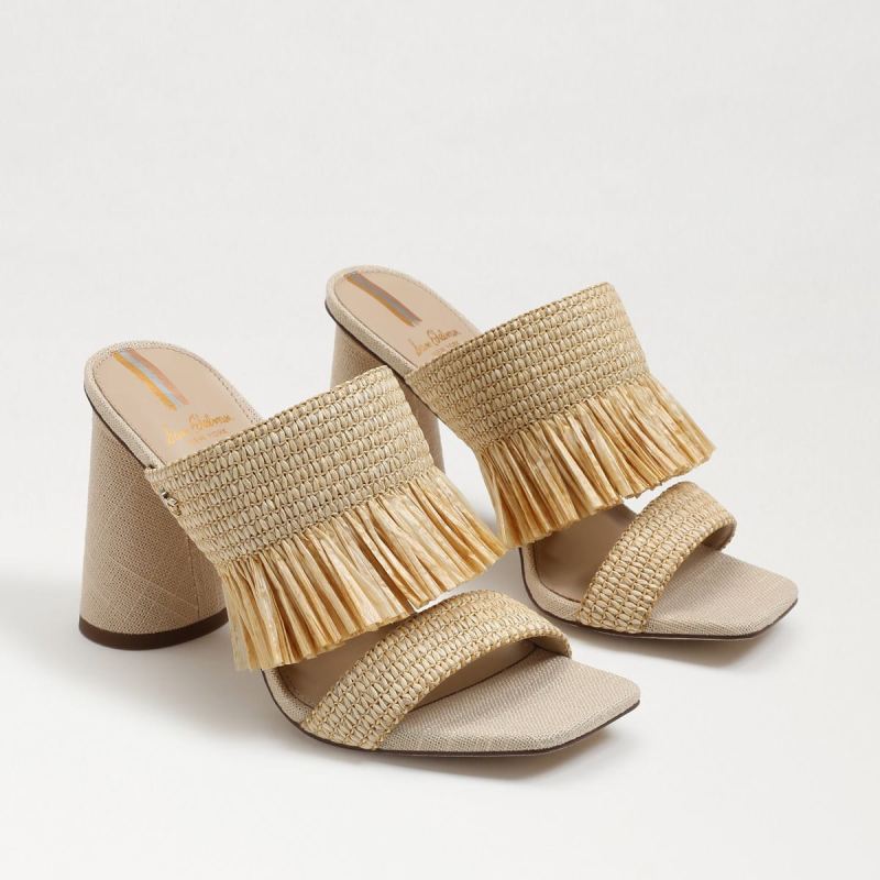 Sam Edelman Kamryn Block Heel Mule-Natural Raffia