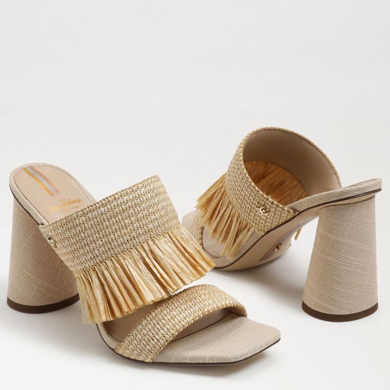 Sam Edelman Kamryn Block Heel Mule-Natural Raffia
