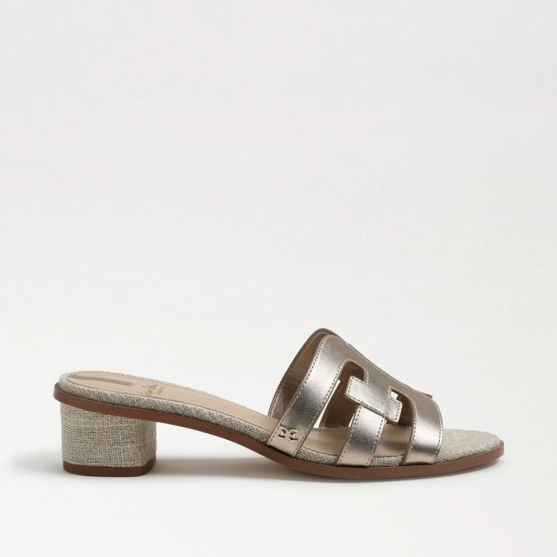 Sam Edelman Illie Block Heel Slide Sandal-Dk Molten Gold Leather