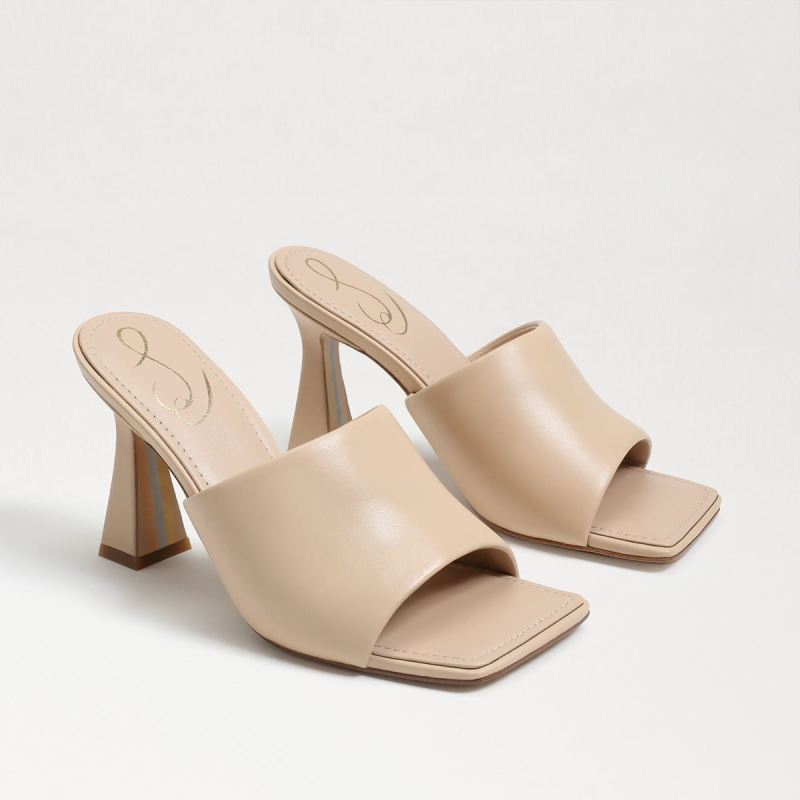 Sam Edelman Carmen Mule Heel Sandal-Almond Leather - Click Image to Close