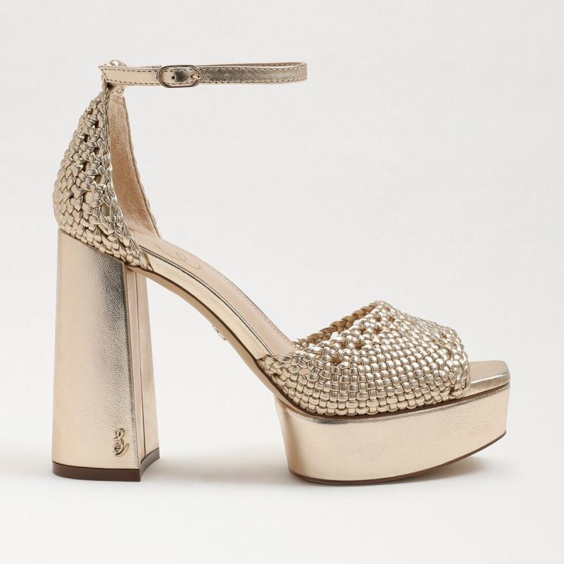 Sam Edelman Nattie Platform Heel Sandal-Gold Leaf Leather