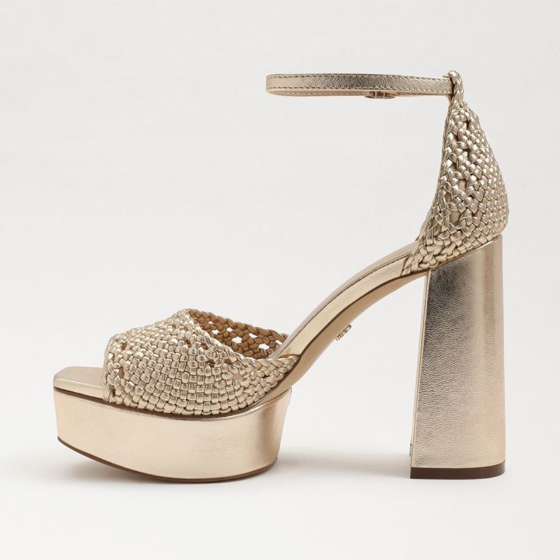 Sam Edelman Nattie Platform Heel Sandal-Gold Leaf Leather