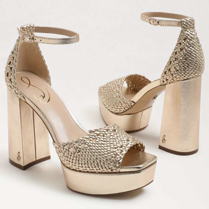 Sam Edelman Nattie Platform Heel Sandal-Gold Leaf Leather