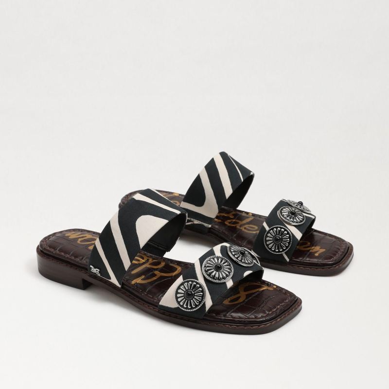 Sam Edelman Hera Slide Sandal-Black/Natural Zebra