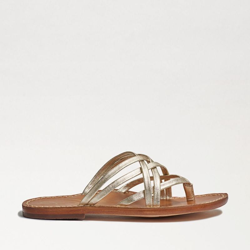 Sam Edelman Marinea Strappy Slide Sandal-Molten Gold Leather