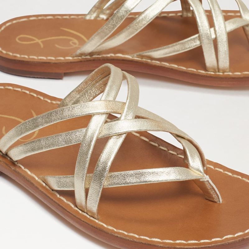 Sam Edelman Marinea Strappy Slide Sandal-Molten Gold Leather