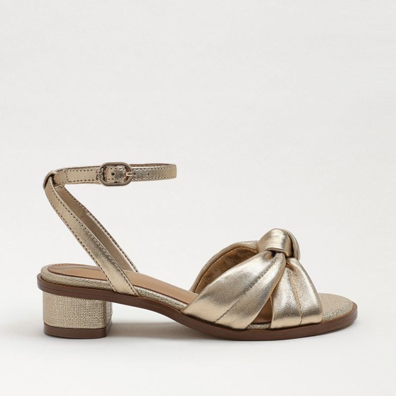 Sam Edelman Ingrid Kids Block Heel Sandal-Gold Leaf Leather