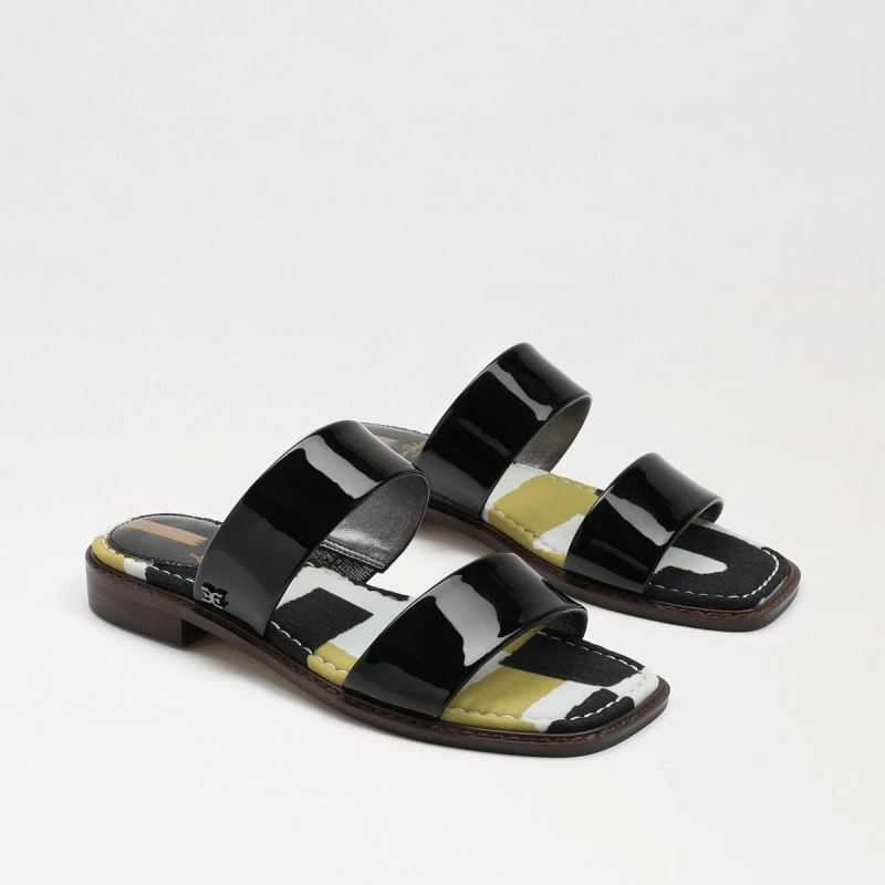 Sam Edelman Haydee Stitch Slide Sandal-Black/Multi Patent Sam Edelman Haydee Stitch Slide Sandal-Black/Multi Patent