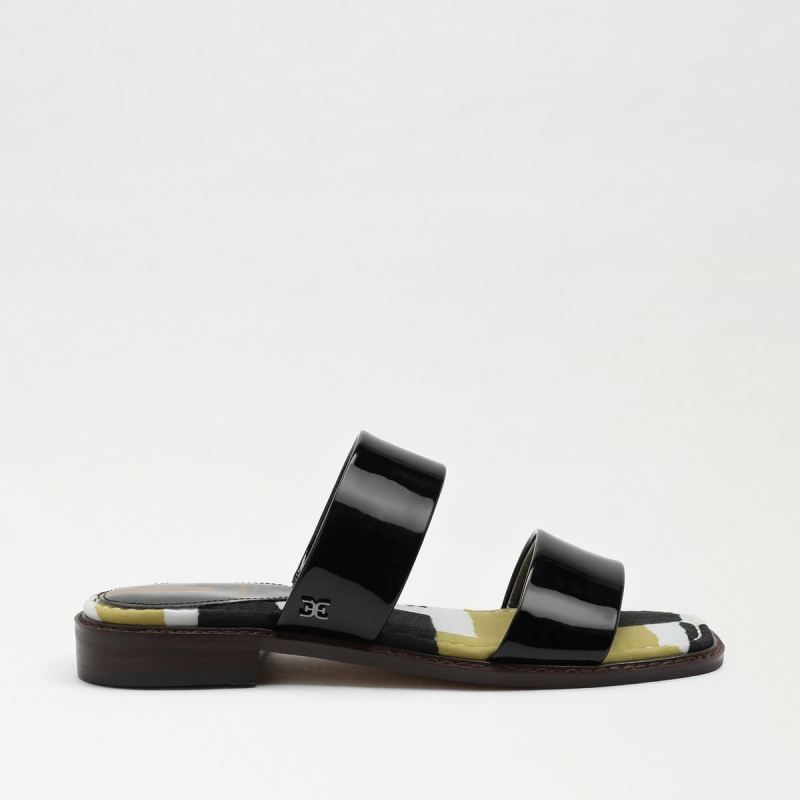 Sam Edelman Haydee Stitch Slide Sandal-Black/Multi Patent