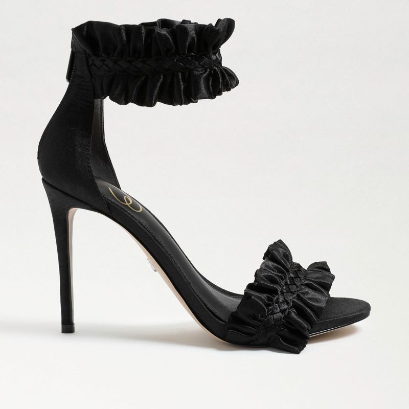 Sam Edelman Sawyer Ankle Strap Sandal-Black Satin