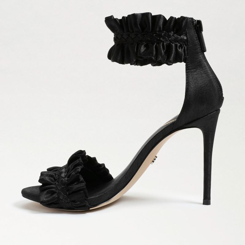 Sam Edelman Sawyer Ankle Strap Sandal-Black Satin