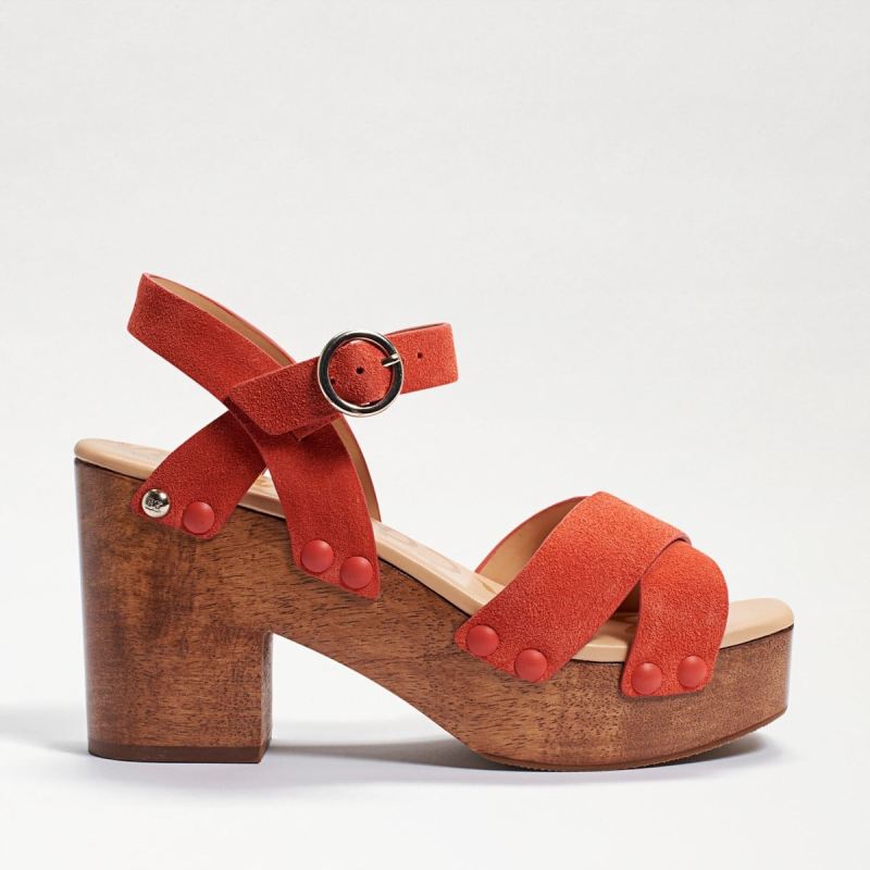 Sam Edelman Josefine Platform Heeled Sandal-Tangerine Orange Sue