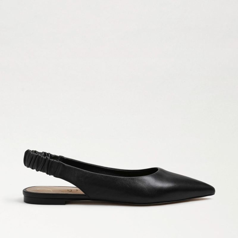 Sam Edelman Whitney Pointed Toe Slingback Flat-Black Leather