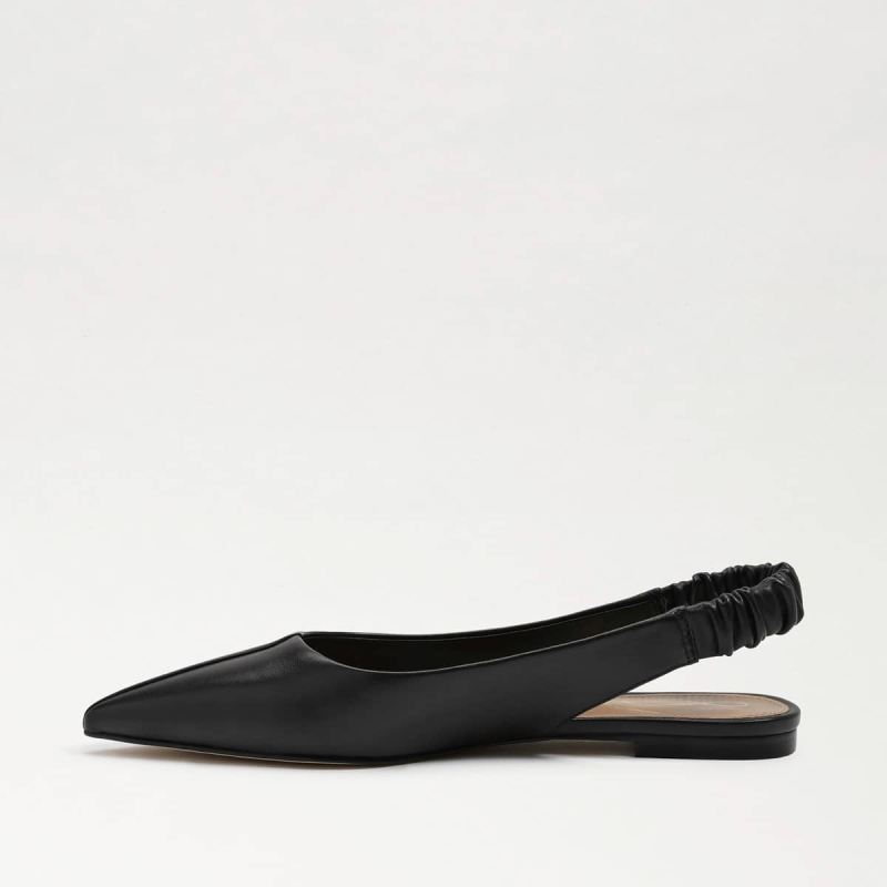 Sam Edelman Whitney Pointed Toe Slingback Flat-Black Leather