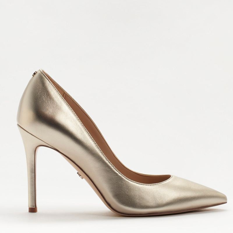 Sam Edelman Hazel Pointed Toe Heel-Light Gold Leather