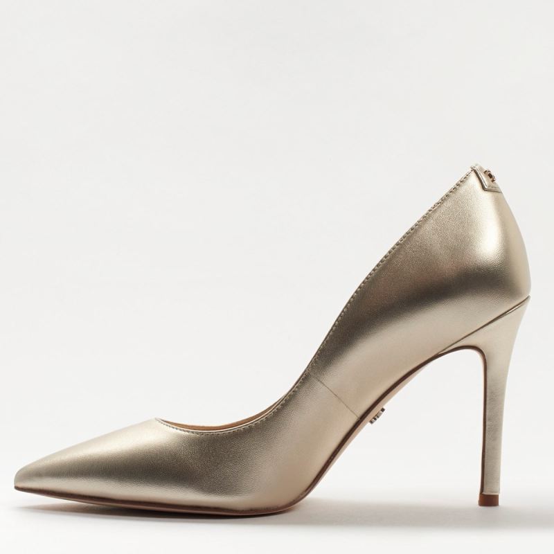 Sam Edelman Hazel Pointed Toe Heel-Light Gold Leather