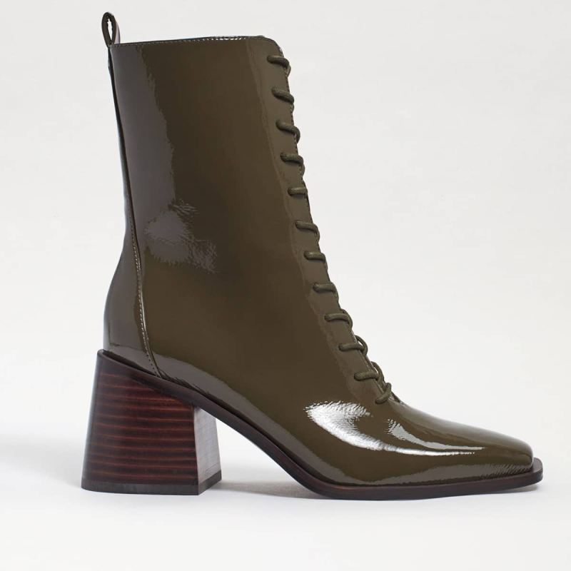 Sam Edelman Westie Lace-up Bootie-Alpine Green Patent Leather