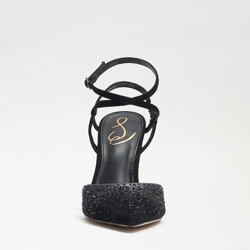 Sam Edelman Hardy Ankle Strap Pointed Toe Pump-Black Suede