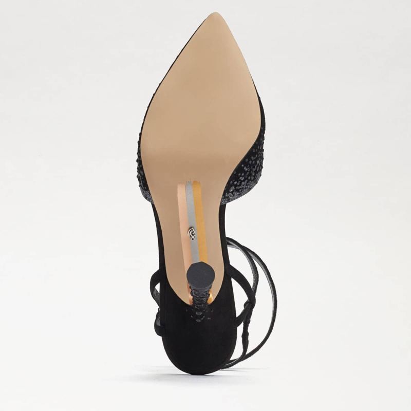 Sam Edelman Hardy Ankle Strap Pointed Toe Pump-Black Suede