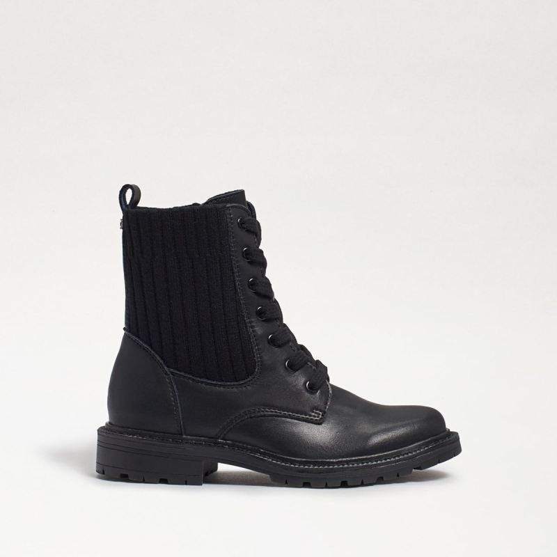 Sam Edelman Lydell Kids Combat Boot-Black Leather