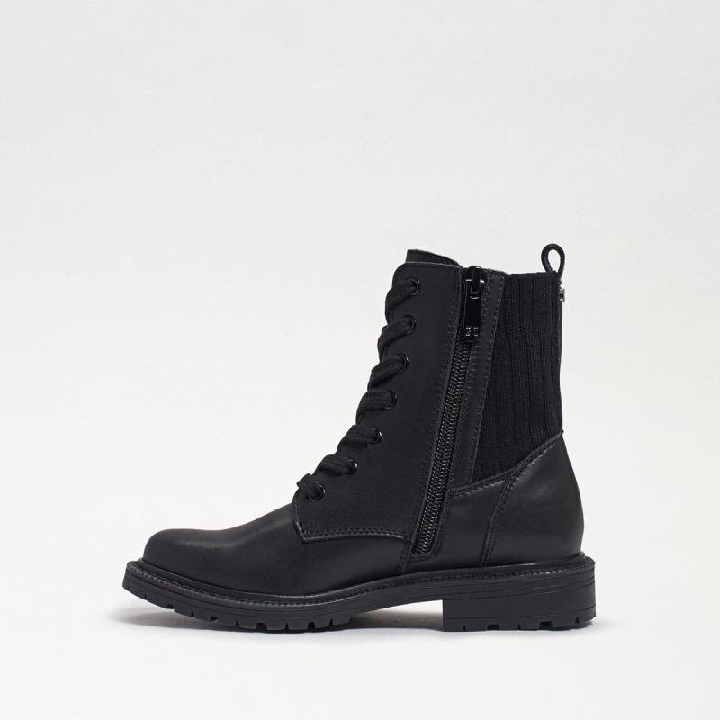 Sam Edelman Lydell Kids Combat Boot-Black Leather