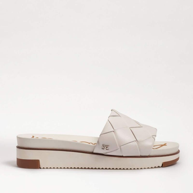 Sam Edelman Adaley Woven Slide Sandal-Bright White Leather