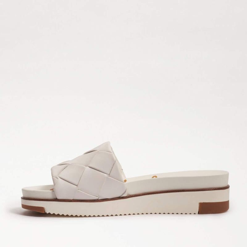 Sam Edelman Adaley Woven Slide Sandal-Bright White Leather