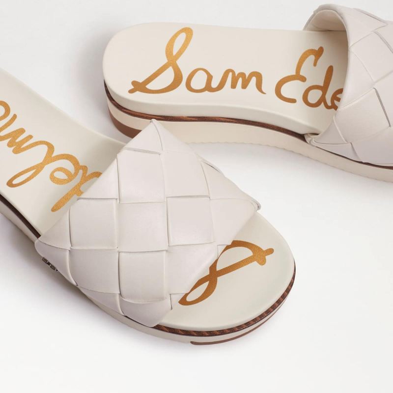 Sam Edelman Adaley Woven Slide Sandal-Bright White Leather