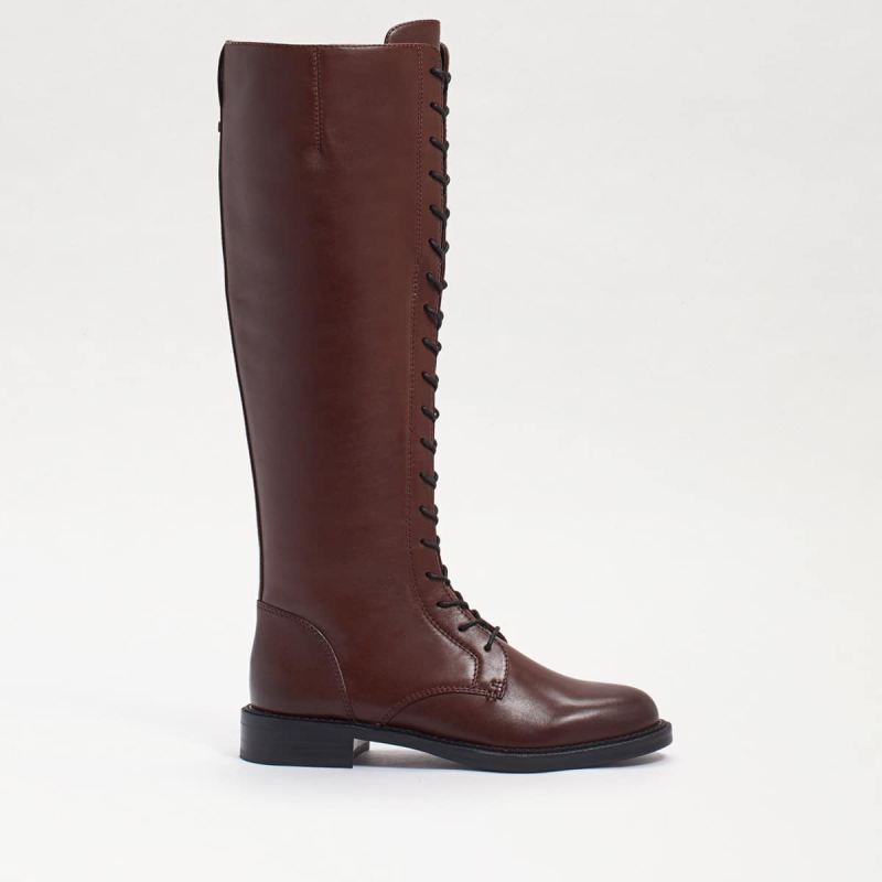 Sam Edelman Nance Tall Lace-up Boot-Terazzo Brown Leather