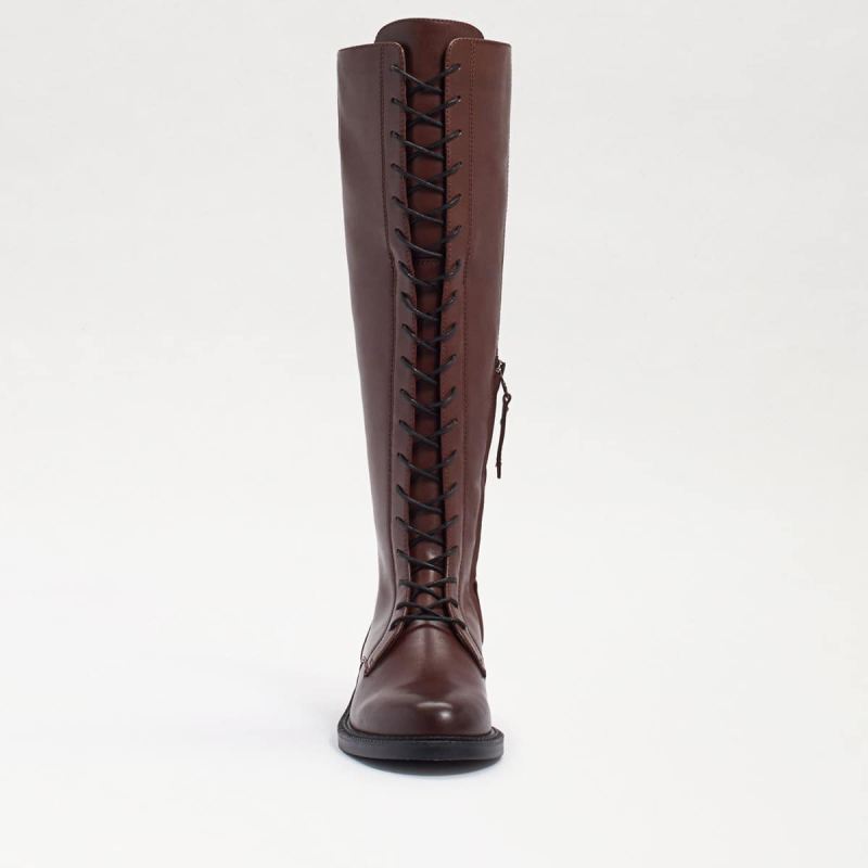 Sam Edelman Nance Tall Lace-up Boot-Terazzo Brown Leather