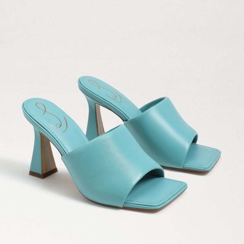 Sam Edelman Carmen Mule Heel Sandal-Capri Blue Leather - Click Image to Close
