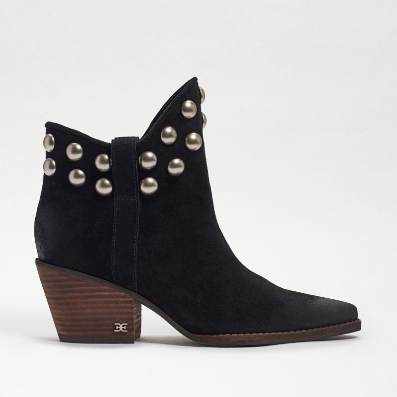 Sam Edelman Wildie Studded Western Bootie-Black Suede