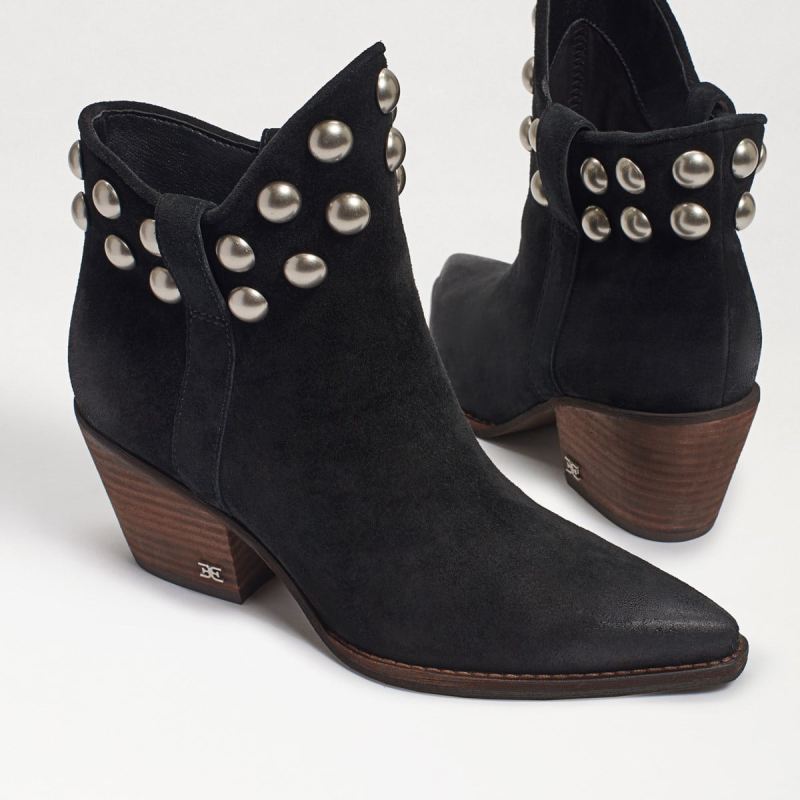 Sam Edelman Wildie Studded Western Bootie-Black Suede