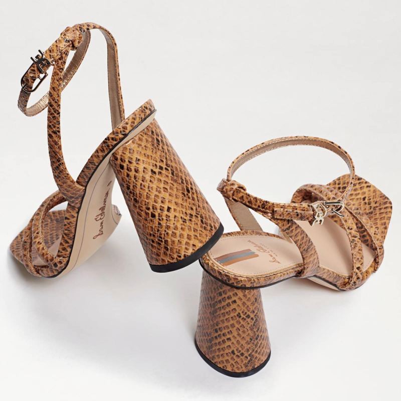 Sam Edelman Kia Block Heel Sandal-Wheat Snake