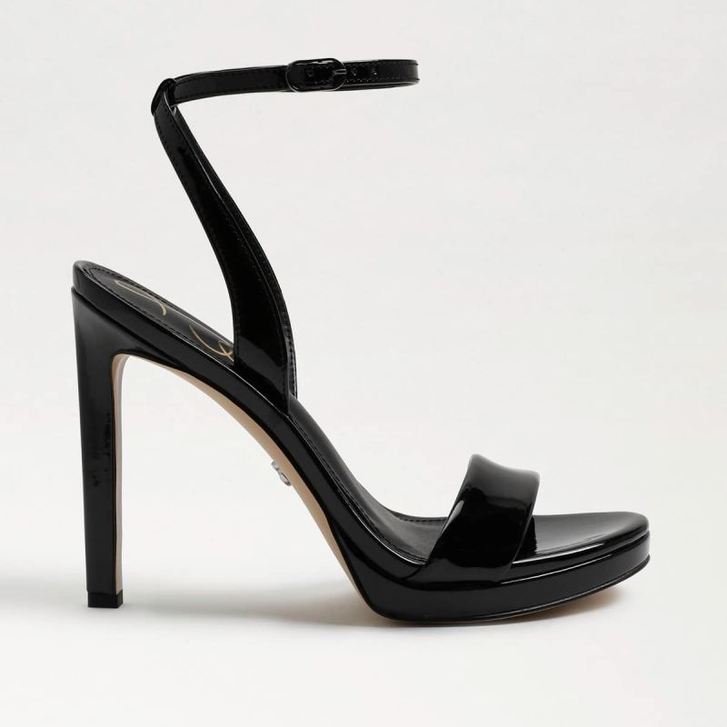 Sam Edelman Jade Ankle Strap Heel-Black Patent