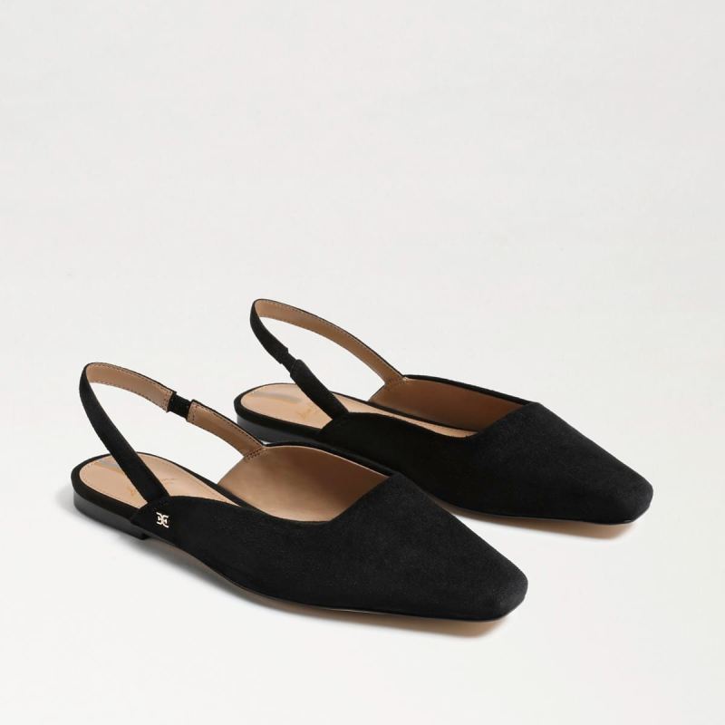 Sam Edelman Connell Slingback Flat-Black Suede - Click Image to Close