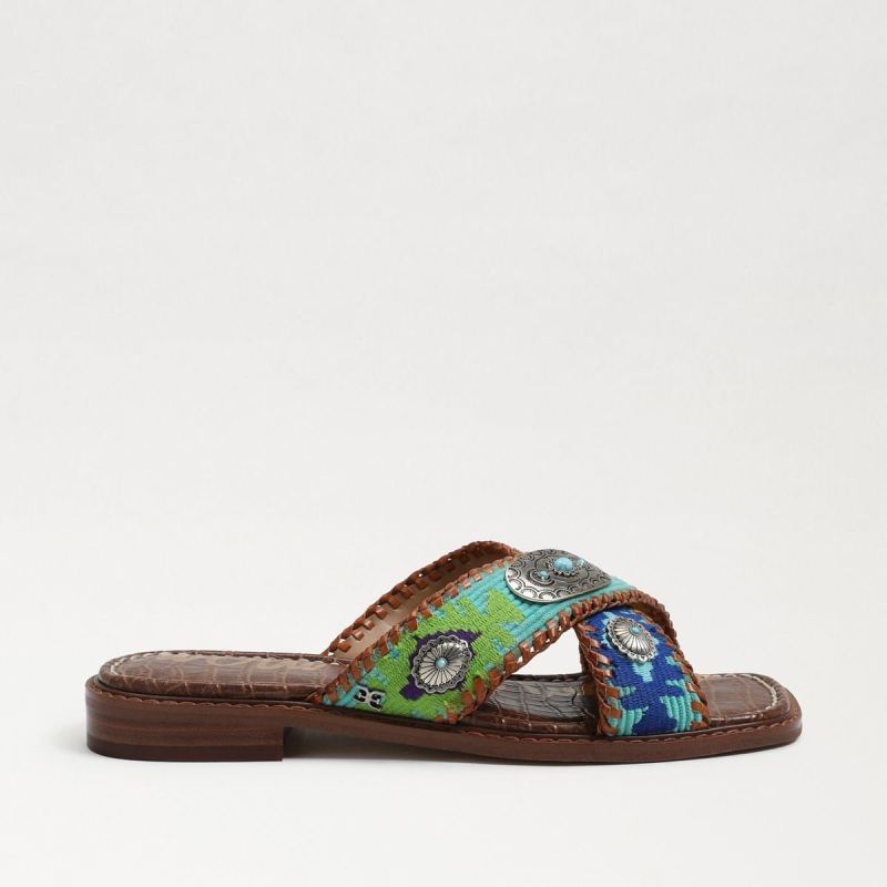 Sam Edelman Hagen Slide Sandal-Turquoise Multi