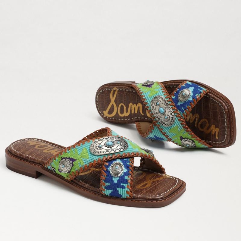 Sam Edelman Hagen Slide Sandal-Turquoise Multi