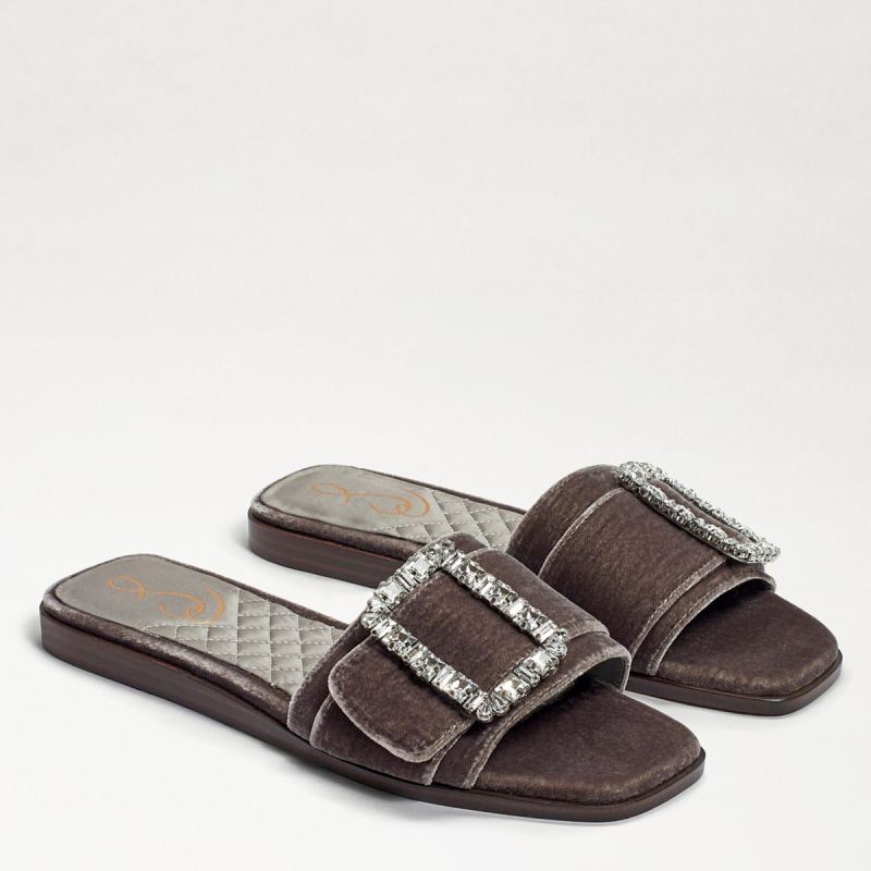 Sam Edelman Inez Slide Sandal-Light Grey Velvet