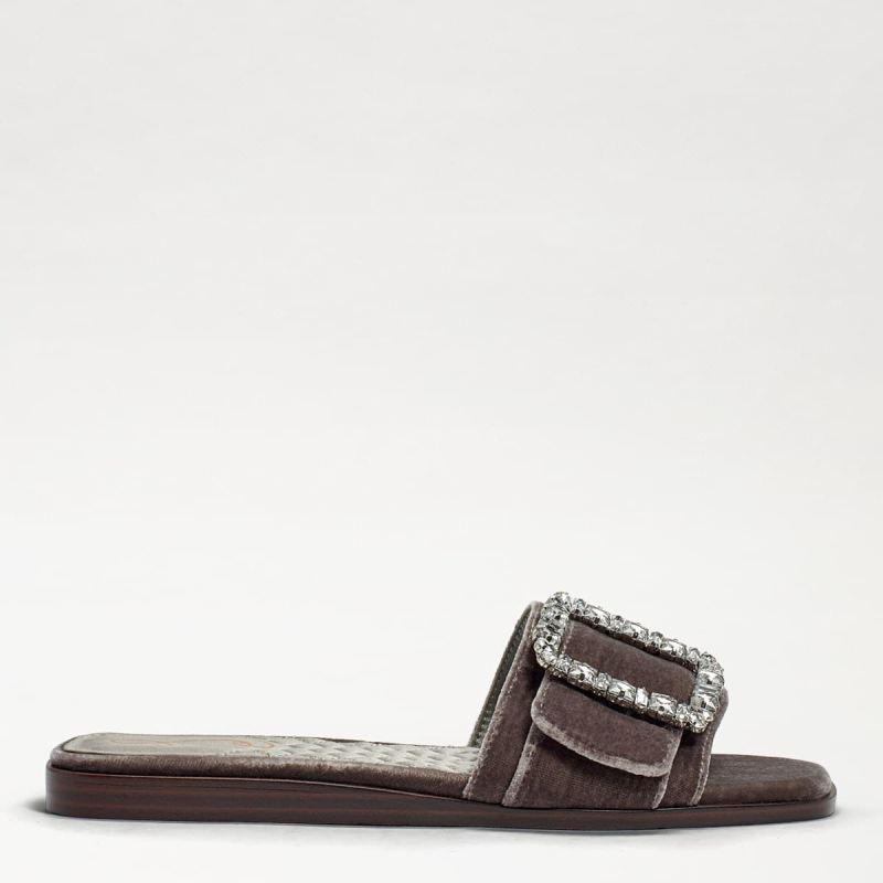 Sam Edelman Inez Slide Sandal-Light Grey Velvet
