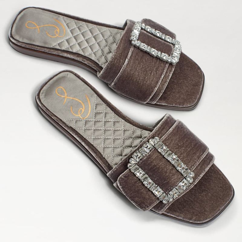 Sam Edelman Inez Slide Sandal-Light Grey Velvet