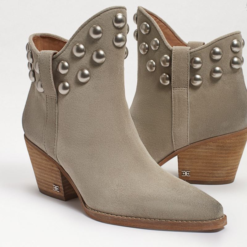 Sam Edelman Wildie Studded Western Bootie-Pelican Green Suede