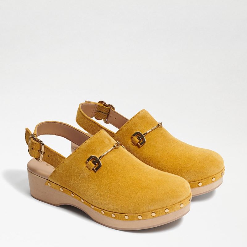 Sam Edelman Hilda Bit Sling Back Clog-Mustard Suede